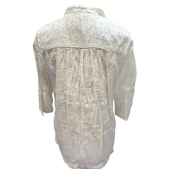 The Webster Miami Women's White Lace Detail Cotton Tunic Top - Picture 13 of 16
